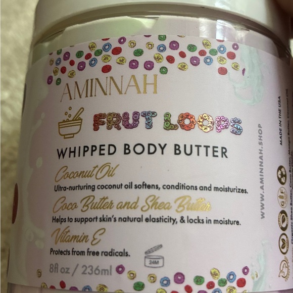 SALE! Aminnah Fruit Loops Whipped Body Butter Smell is Fruit Loops, nourishes - Picture 2 of 8
